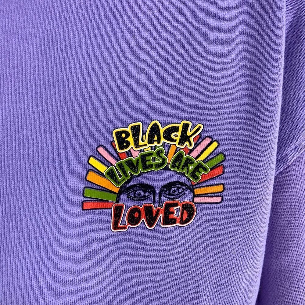 Cross Colors Black Lives Are Loved Purple Graphic Cropped Hooded Sweatshirt XS - Picture 4 of 7